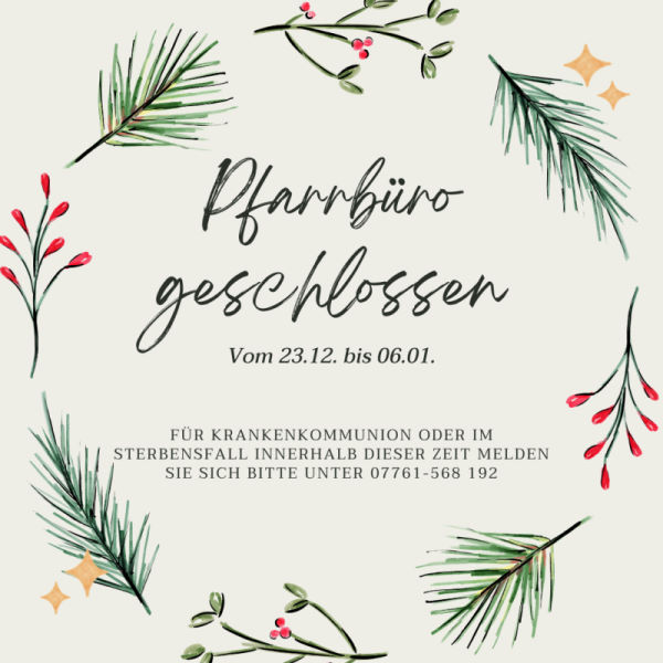 Pfarrbüros geschlossen
