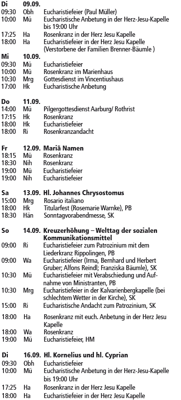 Gottesdienstordnung